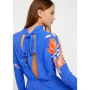 FREE PEOPLE GEMMA BLUE FLORAL TUNIC NWT